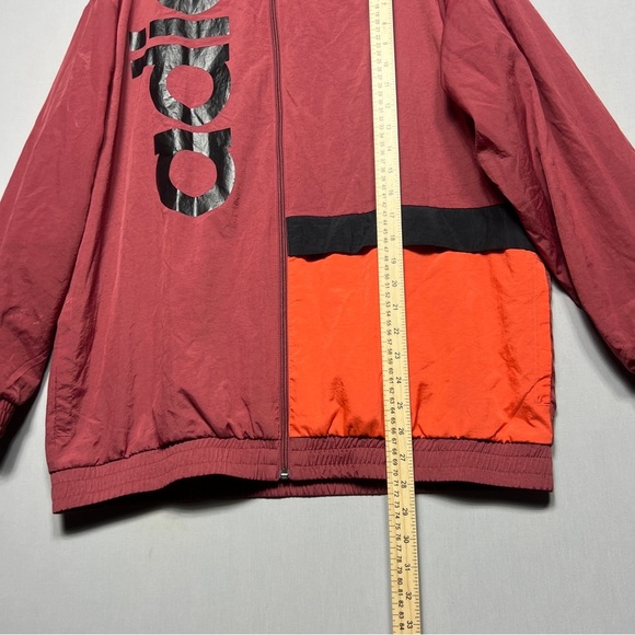 Adidas Burgundy Windbreaker Track Jacket Full Zip Women’s Size Large Colorblock - Picture 9 of 12